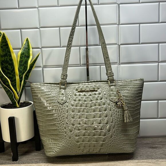 Brahmin Sea Glass Melbourne Medium Asher Leather Tote Shopper Travel RARE - Picture 2 of 13